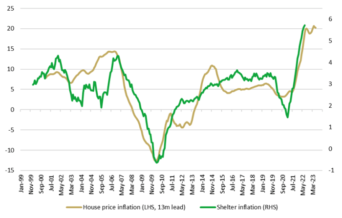 House price inflation vs Shelter inflation